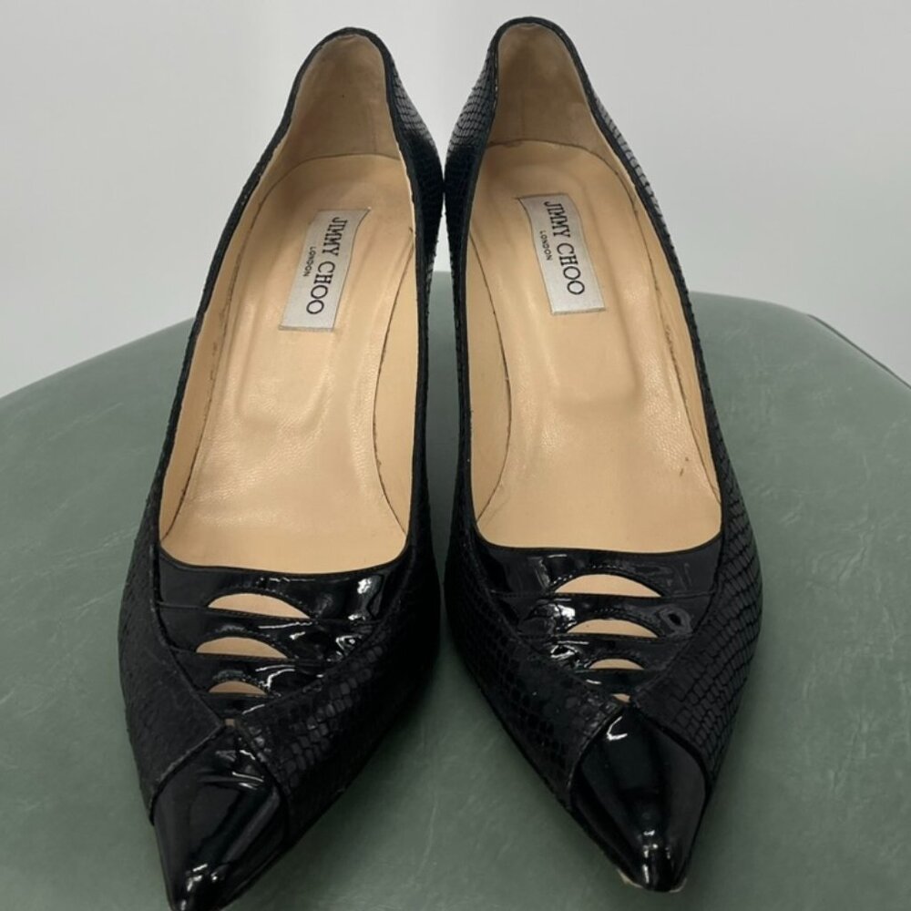 1990s Jimmy Choo Black Kitten Heels Size 41